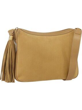GUCCI Shoulder Bag Suede Gold Beige